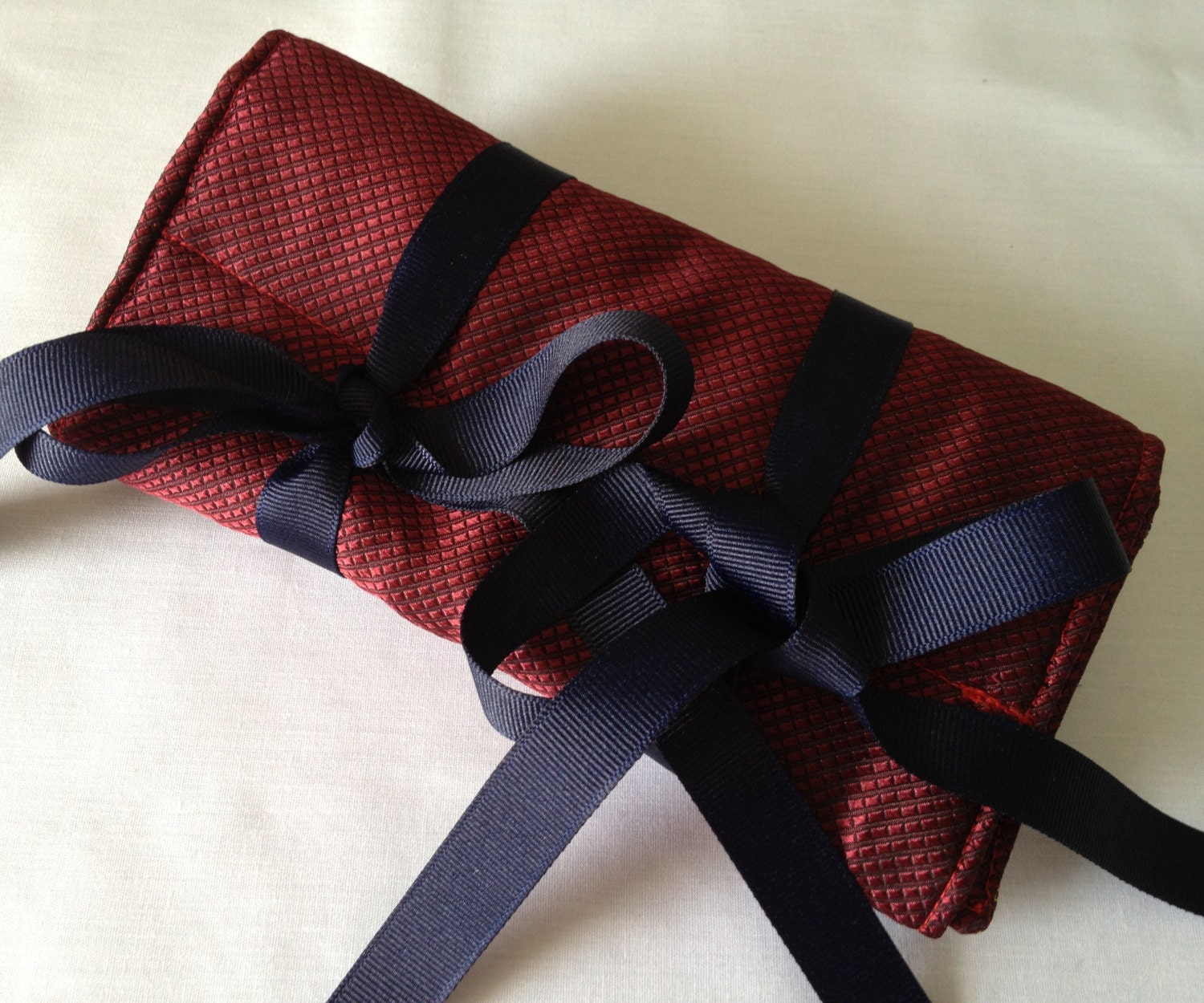 Luxury Silk Jewelry Travel Case - Burgundy Bliss