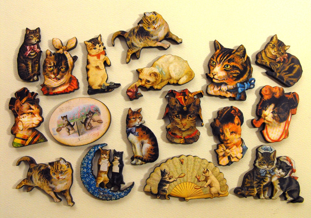 Wood Kitty Cats - Collection of 17 Wood Laser Cut Pieces