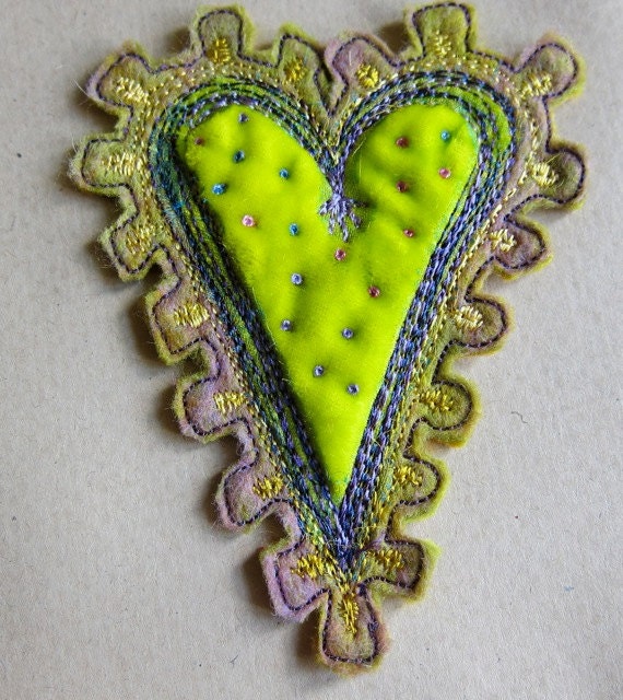 Vibrant spotty heart brooch
