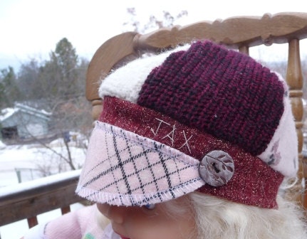 Child Jax Hat in burgundy pink and white for ages 2-4 years