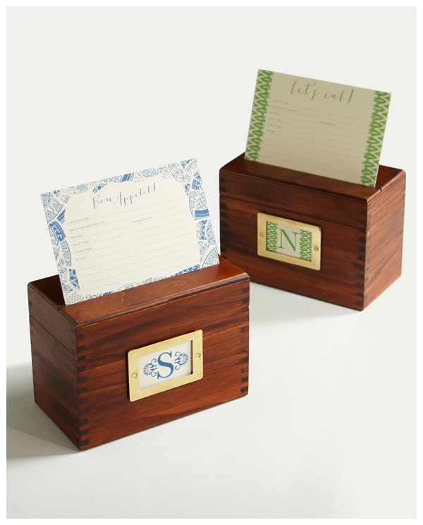 Custom Monogram Wood Recipe Box