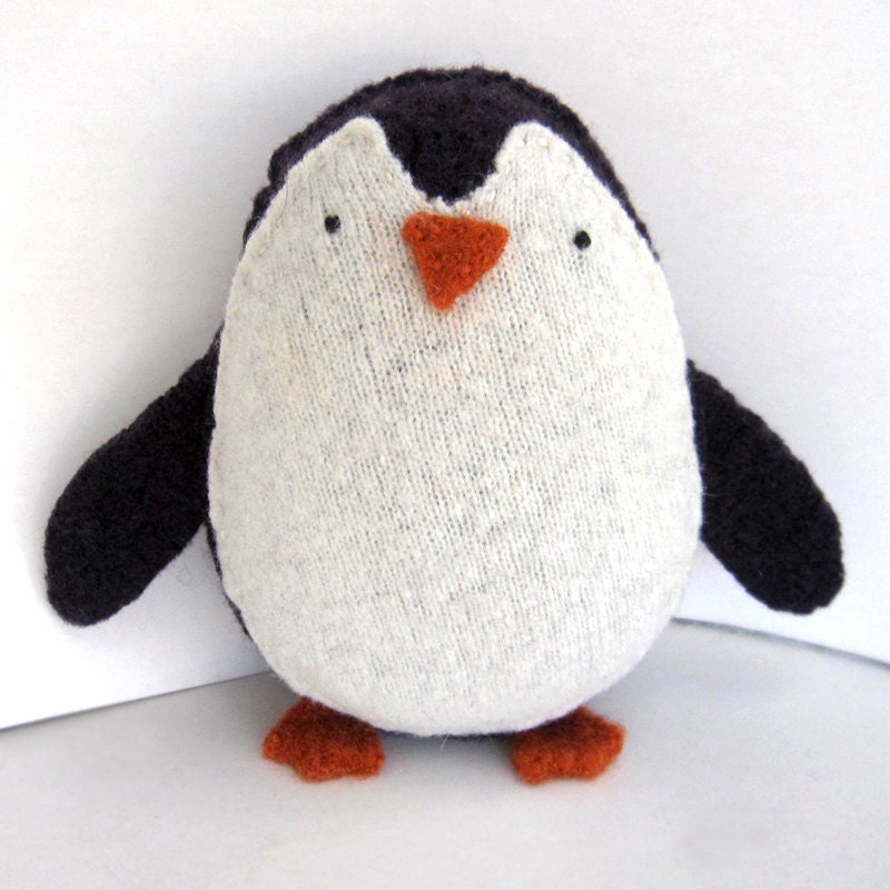 Eggplant Purple Penguin - Recycled Wool Plush Toy