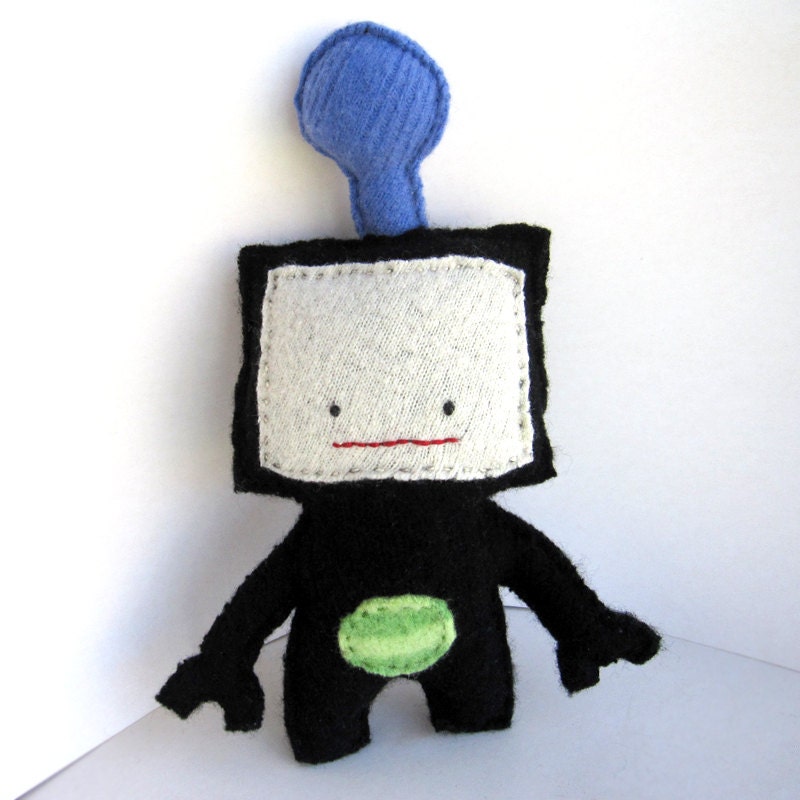 Black Robot Model R1A008 - Recycled Wool Plush Toy