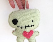 Teeny Tiny Honeydew Green Foodoo Doll Keychain - Recycled Wool Plush