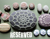 RESERVED  Miniature Art, Original, Handmade, Crochet Lace Porcelain Stone, Tiny, Green