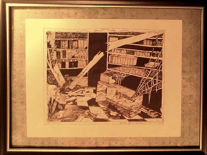 Dame Darcy Interior Gas Station pg. 36 Black and White Full Page illustration Drawing for Gasoline Graphic Novel