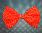 Neon Orange Leopard Animal Print Fabric Hair Bow
