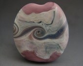 Naos - PURPLE RAIN - Purple Black Steel Blue Cream Waves Spirals Handmade Lampwork Focal Bead SRA