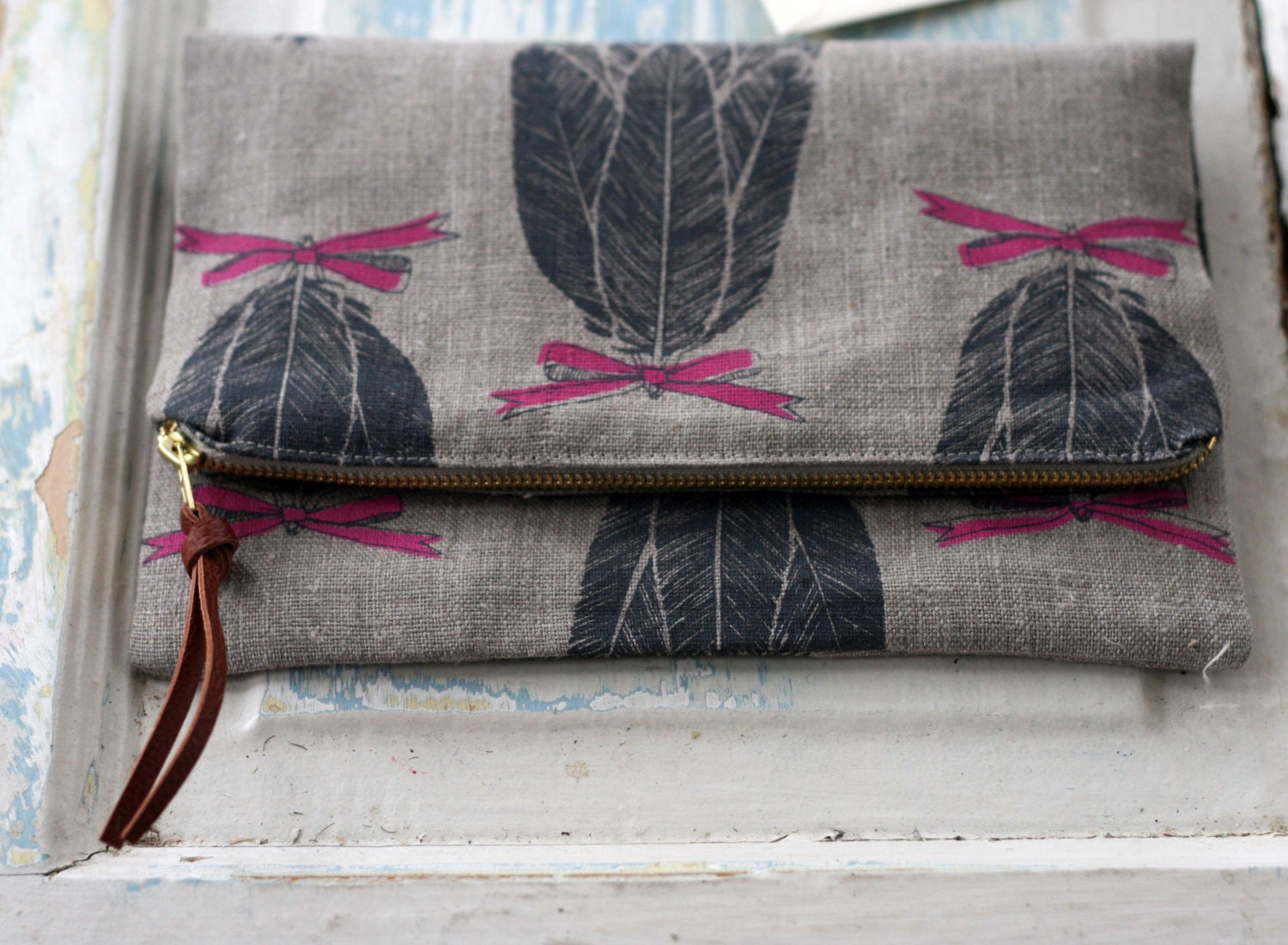 Feather Bouquet Foldover bag
