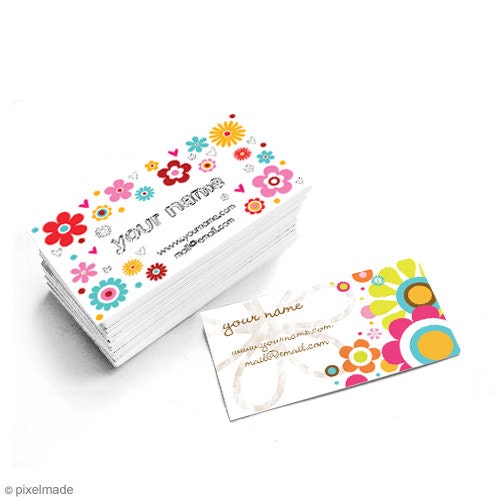 Custom Business Cards - Personalized Business Cards - Calling Cards - Business Card Design - Collection Flowerhappiness : QTY 100