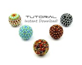 XL Beaded Bead Pattern, Beading Instructions, Peyote Tutorial, 19mm Size To Cover 15mm Wooden Beads