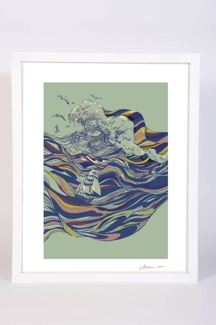 Ocean and Love, KissPrint,Ocean Print, Love Print, Sea , Hug, water, Art Print