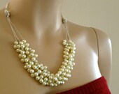 Pearl Wedding Necklace Silver and Cream Pearls, Bridal Pearl Necklace, Special Occasion Pearl Necklace Bridesmaids Gift Jewelry NEW SEASON
