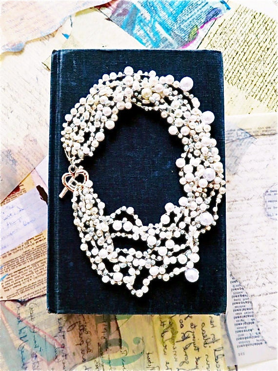 Multistrand Pearl Necklace, Layered Pearl Necklace, Bridal Wedding Jewelry, Bridesmaids Pearl Necklace