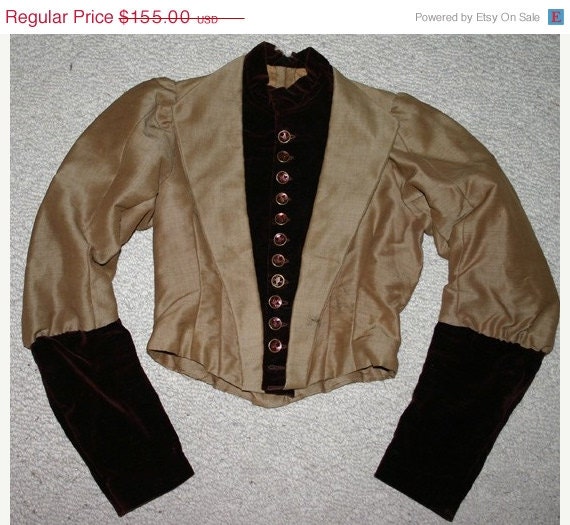 ON SALE Antique 1800s Victorian Burgundy Velvet Ladies Bodice Top