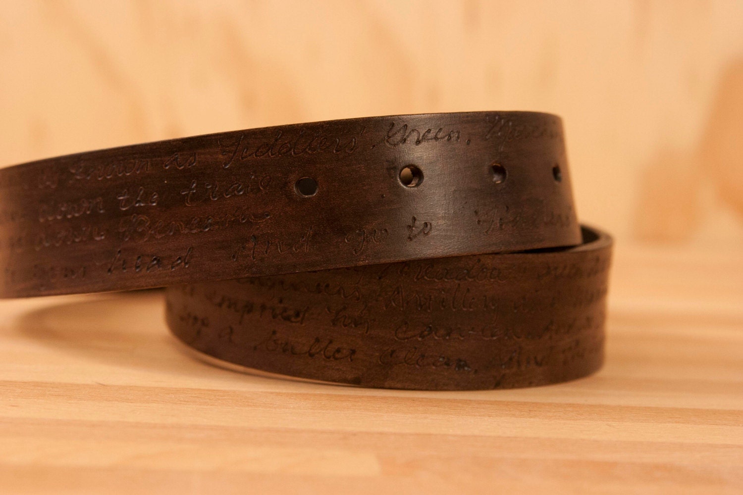 Personalized Leather Belt - Smokey Pattern in chocolate brown