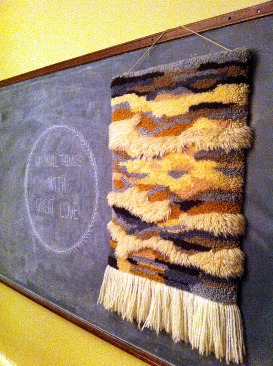 Vintage Latch & Hook Fringe Wall Hanging