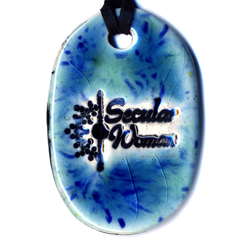 Secular Woman Fundraiser Ceramic Necklace in Blue