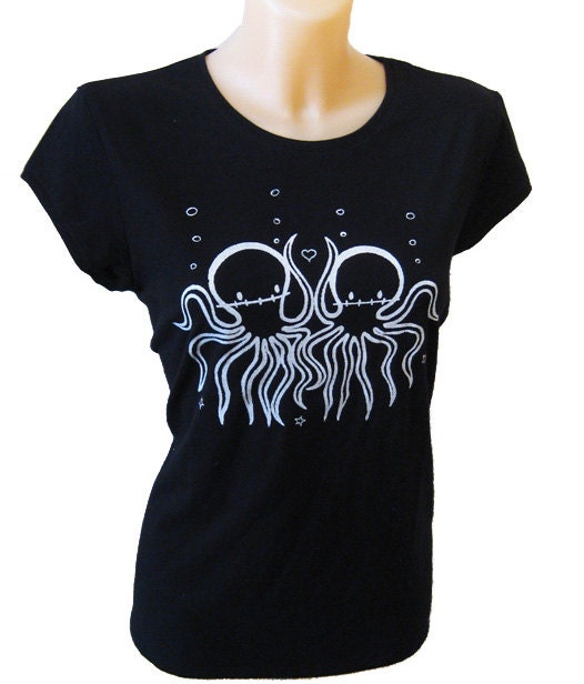 Mens Zombie Octopus Squid Rocky t-shirt in black Climate Neutral