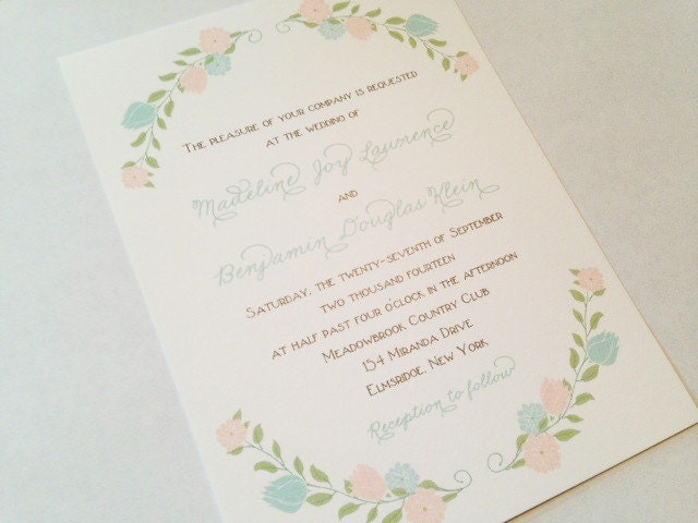 Flower Bloom Wreath Wedding Invitations