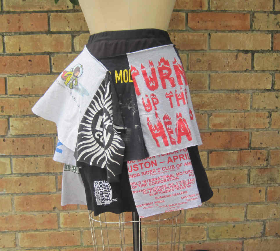CUSTOM order Upcycled T shirt A line Short Skirt