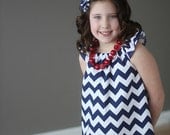 Navy and White Simply Cute Chevron Dress