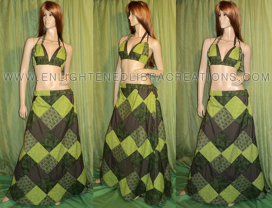 Seminole Patchwork Skirt - Long A Line  - Secret Stash Pocket - One of a Kind - S/M/L - Hippie Festival Skirt w Large Pocket
