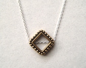 Pewter Diamond Sterling Chain Necklace, Geometric Jewelry, Mixed Metal Jewelry, Minimal Jewelry, - juliegarland