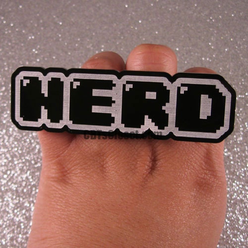 Pixel 8 bit Nerd 2 finger laser cut ring