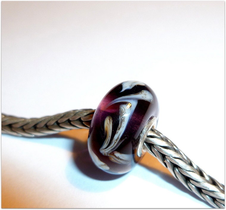 Luccicare Lampwork Bead - Purple Sand -  Lined with Sterling Silver