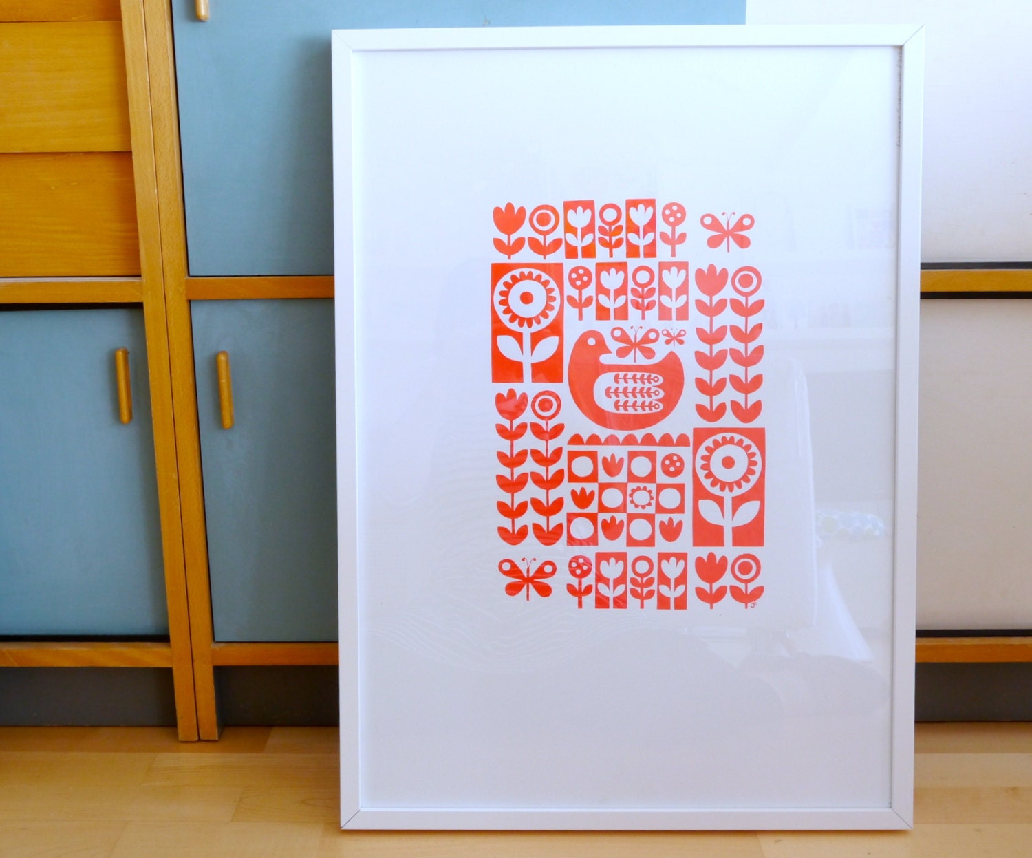 Large  Limited Edition Scandinavian Silk Screen Print by Jane Foster