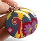 Funky Floral Design Large Resin Earrings with Sterling Ear Wires