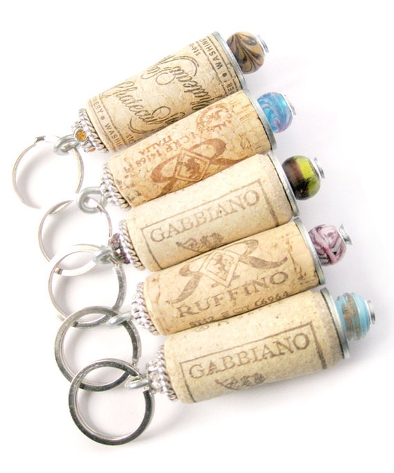 Wine cork keychain by lizkingdesigns on Etsy