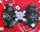 BANDANA Print Skull Hair Bow clip