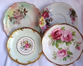 4 Rose Decorated Bone China Saucers, Royal Albert, Paragon, Schumann, Princess Occupied Japan