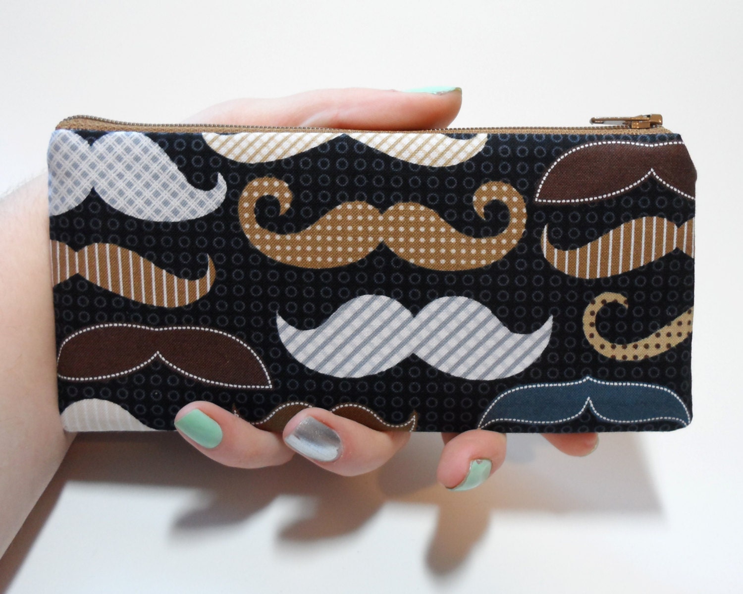 Mustache Long Zipper Pouch