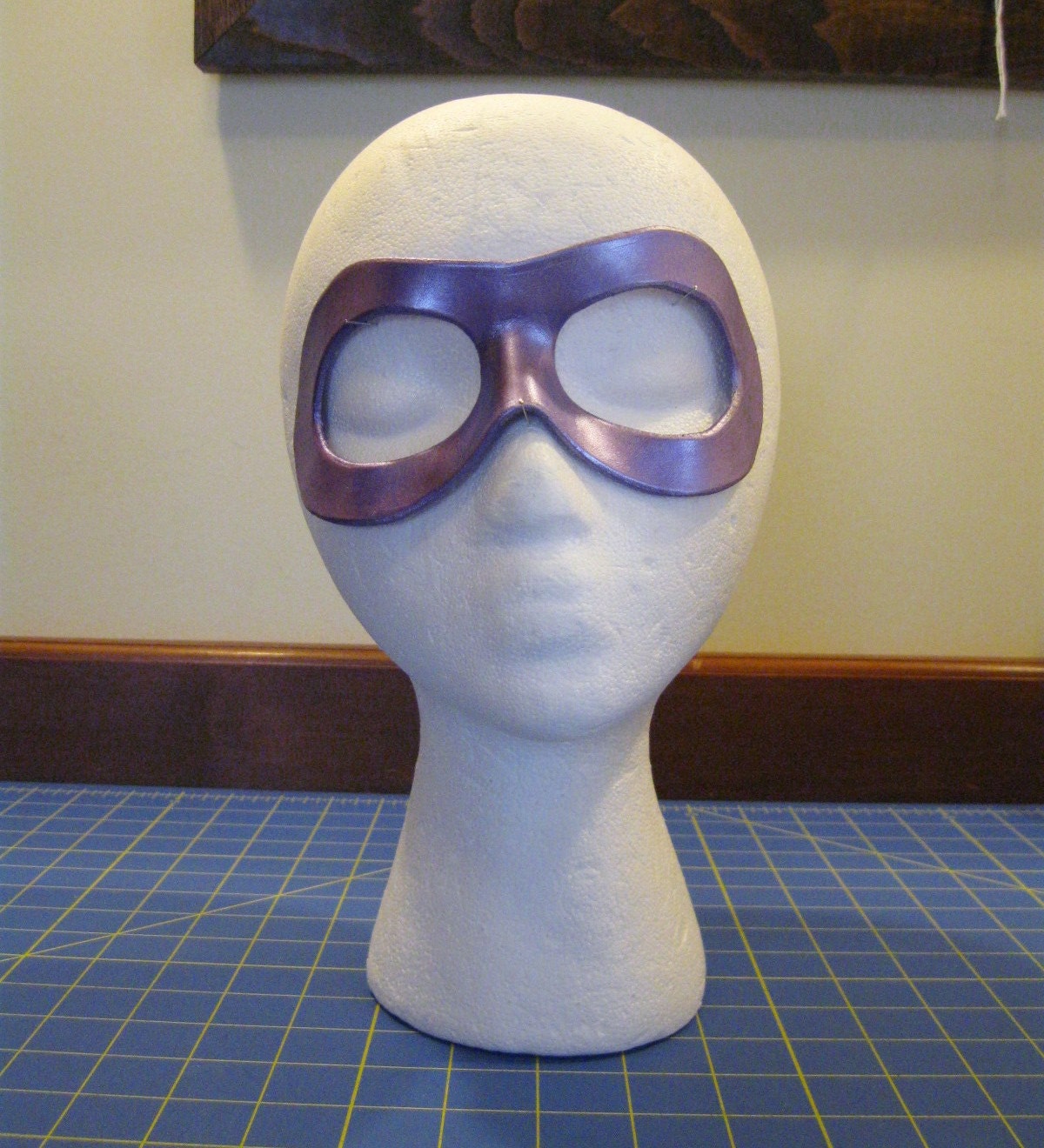 purple leather mask small lavender metallic