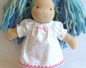 10 inch waldorf doll flannel nightgown in pink and green dots
