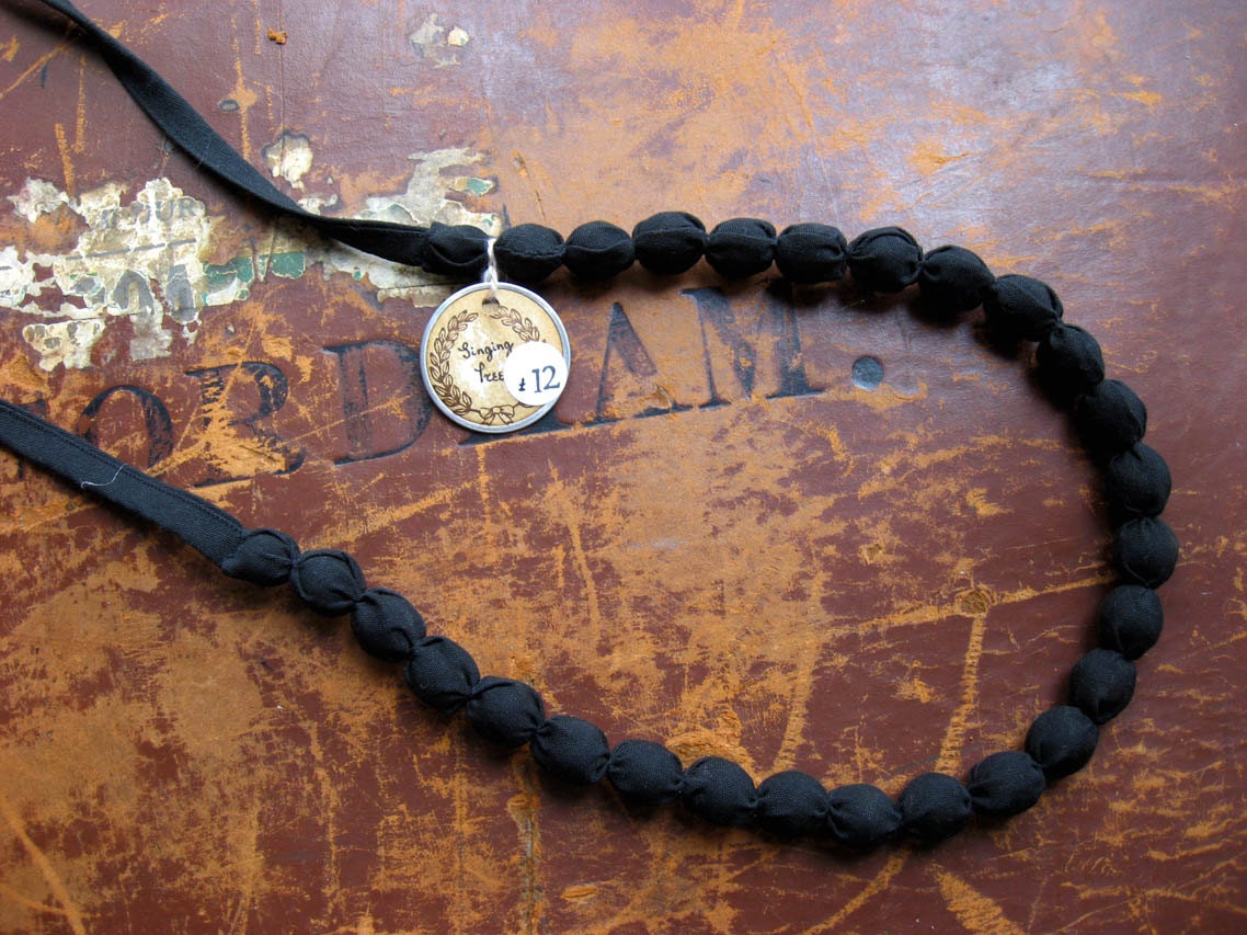 Black Cotton Vintage Style Necklace