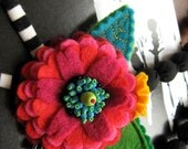 Pink and Turquoise Flower Brooch