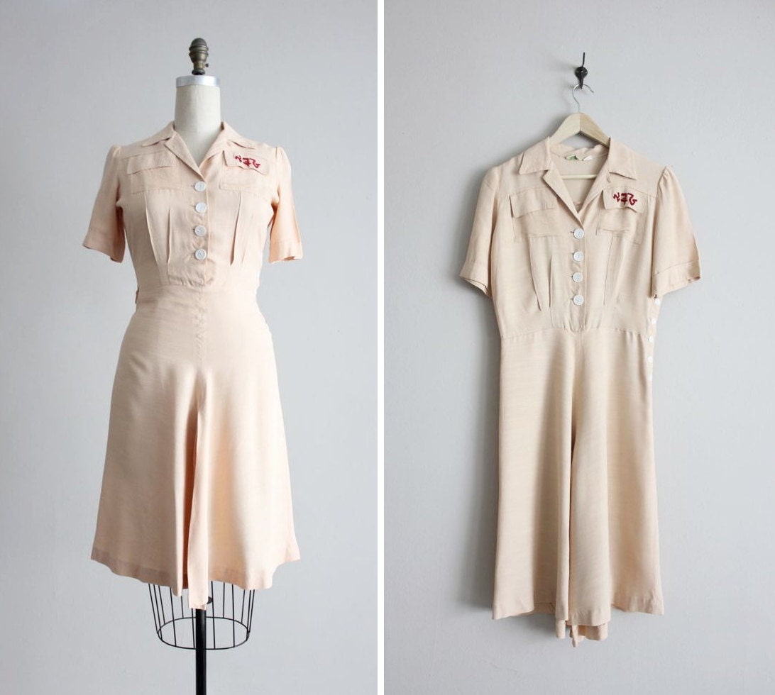 1930s dress / vintage 30s dress / pink silk dress