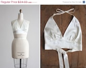 SALE 25% OFF ivory crop top / halter top / white pinup top