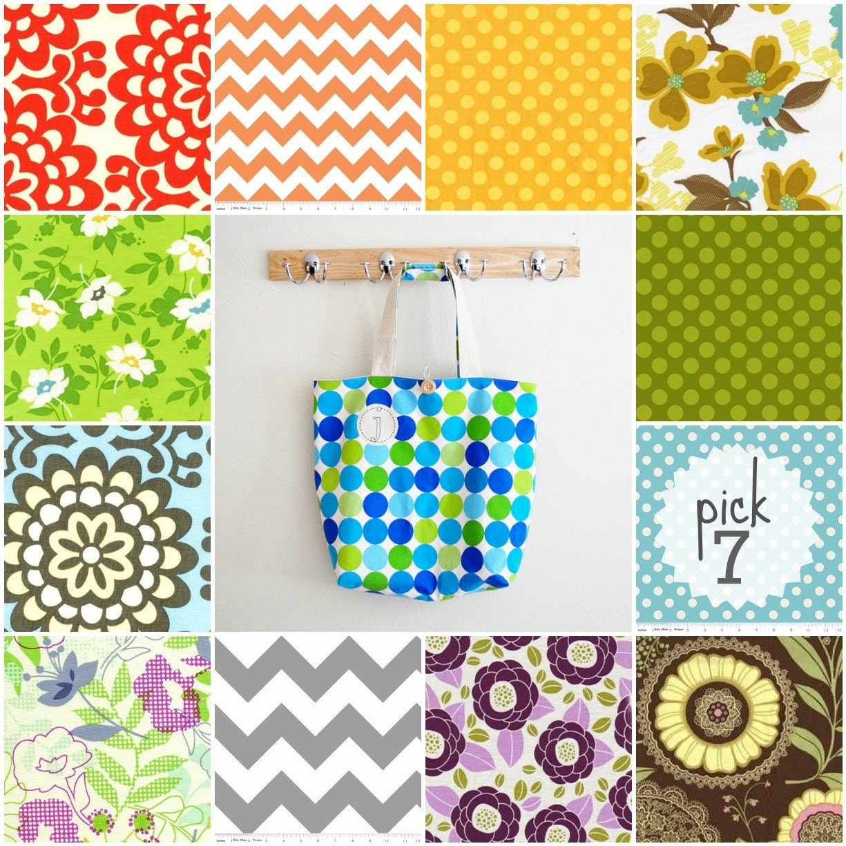 Set of 7 Monogrammed Market Bags - Sale - Save 15%