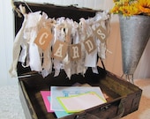 Card Trunk with Tattered Fabric Garland and Card Banner Shabby Chic Vintage Barn Wedding romantic Prairie