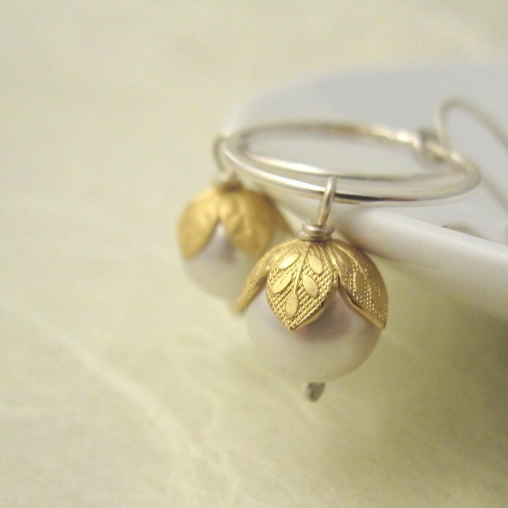 Elegant Pearl Earrings - Sterling Silver and Swarovski Bridal Jewellery