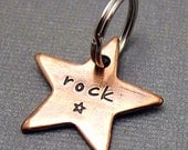 Personalized Keychain - Small Star Handstamped Copper Pendant, Charm, Zipper Pull or Keyring