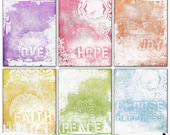 Inspirational Shabby Printable Art Journal Papers 8.5 x 11 inches - Instant Download Set of 6 Digital Sheets  JPEG (1368)