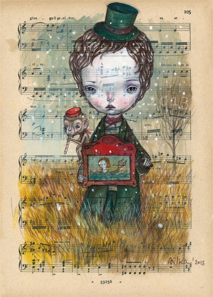 And the snow was falling.. - mini print