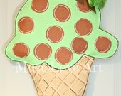 Happy Birthday Party Ice Cream Cone Burlap Door Hanger Decoration Polka Dot Celebration
