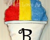 Sno Ball Snow Cone Burlap Door Hanger Rainbow Summer Decoration